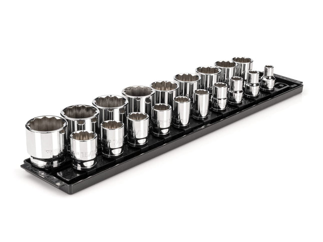 TEKTON 1/2 Inch Drive 12-Point Socket Set with Rai