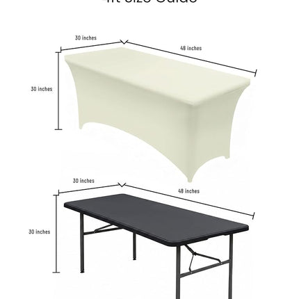 Utopia Kitchen Lot de 2 nappes rectangulaires en Spandex ivoire de 1,2 m - Ajustées, lavables, résistantes aux plis, extensibles - Pour foires commerciales, mariages, fêtes - 122 x 76 x 76 cm