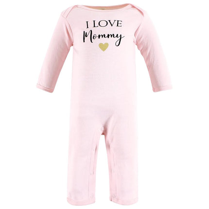 Hudson Baby Unisex Baby Cotton Coveralls, Girl Mommy, 6-9 Months