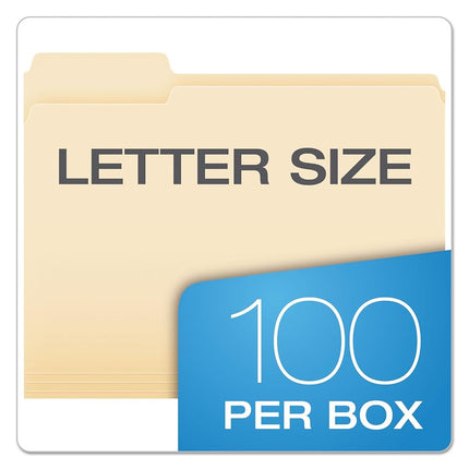 Pendaflex Essentials File Folders, Letter Size, 1/3 Cut, Position 1, Manila, 100 per Box (752 1/3-1)