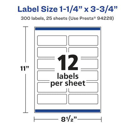 Avery Glossy Clear Rectangle Labels with Sure Feed, 1.25" x 3.75", 300 Glossy Clear Labels, Print-to-The-Edge, Laser/Inkjet Printable Labels