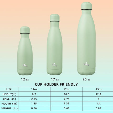 Konokyo Insulated Water Bottles,12oz Double Wall Stainless Steel Vacumm Metal Flask for Sports Travel,Macaron Green