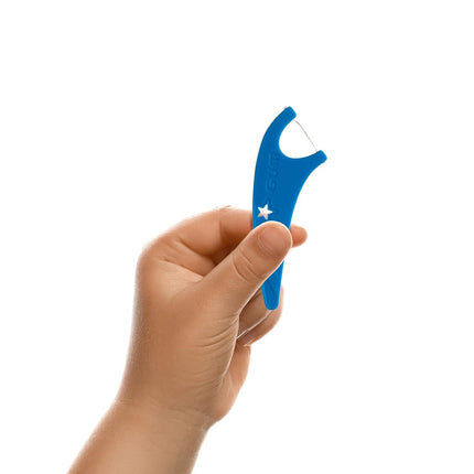 GUM Crayola Hilo Dental Infantil con Flúor - Diseñado para Manos Pequeñas - Divertido Sabor a Uva - Palillos de Hilo Dental Fáciles de Usar para Niños Mayores de 3 Años, 75 unidades (Paquete de 6)