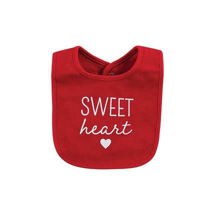 Hudson Baby Set de Babero y Diadema o Gorros de Algodón Unisex para Bebé, Valentine Sweetheart, Talla Única