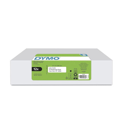 DYMO Authentic LabelWriter Mailing Address Labels for LabelWriter Label Printers (30252), White, 1 1/8" x 3 1/2", 12 Rolls of 350