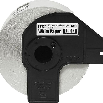 Brother Genuine DK-1241 Die Cut White Labels, 4 x 6 Inch Individual Labels, Large Shipping White Paper Labels, 200 Count, (1) Roll Per Box