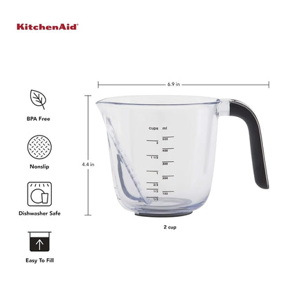 KitchenAid Universal Easy View Angled Measuring Cup, Medium, Clear with Black Handle