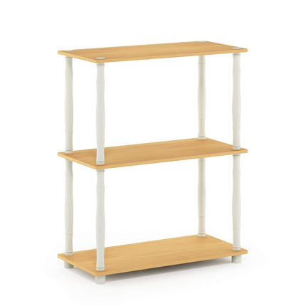 Furinno TURN-N-TUBE 3-Tier Tool-Free Corner Open Shelf, Beech