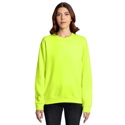 Fruit of the Loom Men's Eversoft Fleece Crewneck Sweatshirts, Moisture Wicking & Breathable, Sizes S-4x Shirt, Safety Green, XL