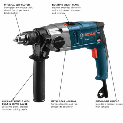 Bosch HD18-2 Two-Speed Hammer Drill, 1/2 by BOSCH