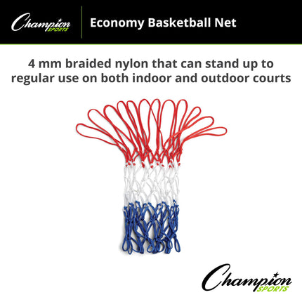 Champion Sports 4mm - 50gm - Basketball Net - Braided Nylon - Red/White/Blue