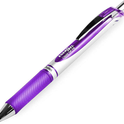 Pentel EnerGel XM BL77 - Retractable Liquid Gel Ink Pen - 0.7mm - 54% Recycled - Violet Ink - Pack of 6