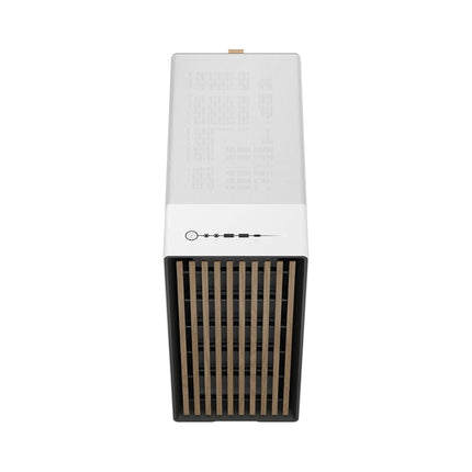 Fractal Design North Chalk White Tempered Glass Clear - Wood Oak front - Glass side panel - Two 140mm Aspect PWM fans included - Type C USB - ATX Airflow Mid Tower PC Gaming Case