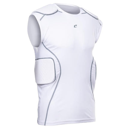 CHAMPRO Men's Standard Formation Football Padded Compression Shirt White