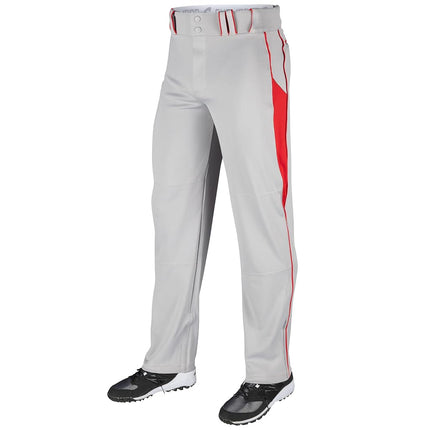 CHAMPRO Youth Triple Crown Baseball Pant, Grey/Scarlet, Large