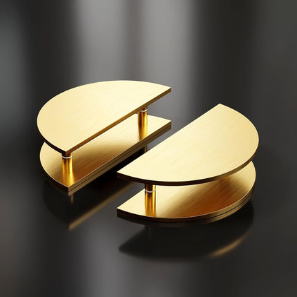 HMXBTO Half-Round Pull Handle, Double-Sided Heavy-Duty Aluminum Push-Pull Handle, Commercial-Grade Glass Door Handle, Barn Door Handle, for Wooden Doors(Gold, Dia 7.9in)