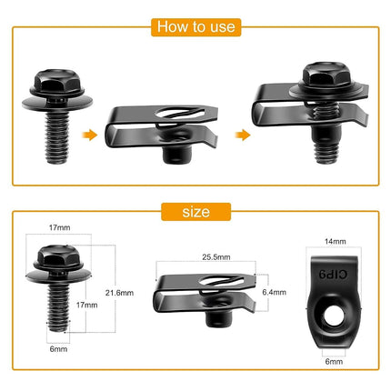 GOOACC GRC-70 35PCS Engine Under Cover Splash Shield Guard Body Bolts Bumper Fender Liner Push Retainer Fastener Rivet Clips, black