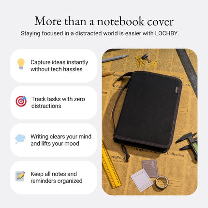 LOCHBY® Field Folio A5 | Zipper Journal Notebook Cover | Water Resistant Waxed Canvas | Included Tomoe River Notebook | Perfect for Travel, Art, Bullet Journal