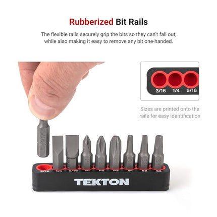 TEKTON 1/4 Inch Hex Bit Set with Rail, 9-Piece (5/64-1/4 in.) | DZX93001