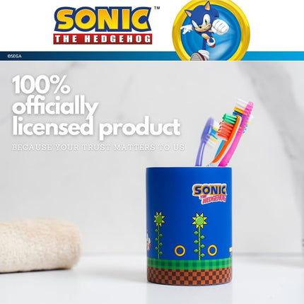 Sega Sonic The Hedgehog Gamer Kids Toothbrush Holder - Makeup Brushes/Pens Tumbler, (Officially Licensed Product) by Franco Collectibles