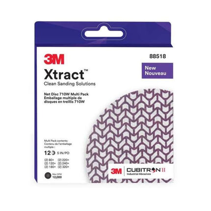 3M Xtract Cubitron II Net Disc 710W,Dust Free Sanding, 80+, 120+, 180+, 220+, 240+, 320+, 5 in x NH (127 mm x NH),1 Multipack with 12 Discs, Purple