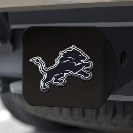 FANMATS 21520 Detroit Lions Black Metal Hitch Cover with Metal Chrome 3D Emblem