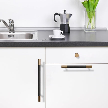BUKOBYHE 10 Pack 5Inch Modern Knurled Black and Champagne Bronze Cabinet Pulls, Kitchen Hardware, Handles for Cabinets, Cupboards, Drawers