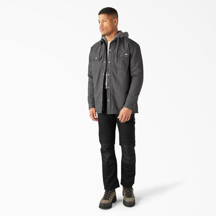 Chaqueta camisa con capucha de forro polar Dickies de hombre con DWR, color pizarra, 4X Tall