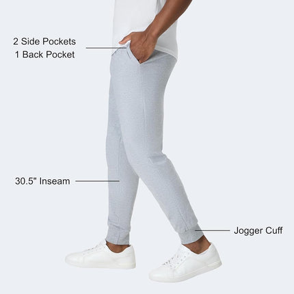Hanes Men's Originals Cotton Joggers, Jersey Sweatpants Pockets, 30" Inseam, Light Steel, Medium