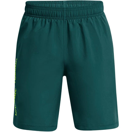 Under Armour Boys Woven Graphic Shorts Bottoms Teal/Yellow 13 Years