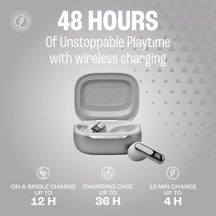 JBL Live Beam 3 - True Wireless Noise-Cancelling Closed-Stick Earbuds, 48Hrs Total Playback, Wireless Charging, 6 Mics for Perfect Calls, Multi-Point Connection, IP55 Waterproof and dustproof
