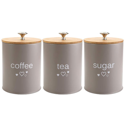 Fasmov Set of 3 Kitchen Canister Set, Coffee, Suga
