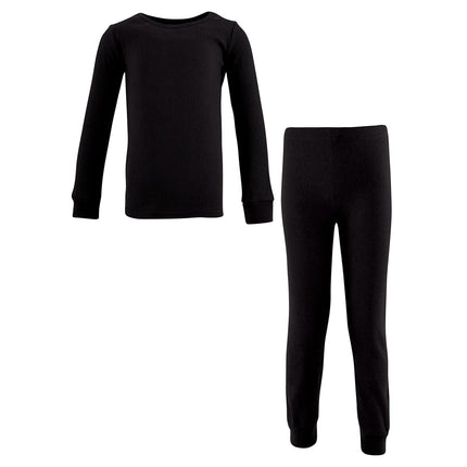 Hudson Baby Conjunto de 2 piezas de ropa interior larga térmica unisex para bebé, Negro, 7 años, Negro, 7 años