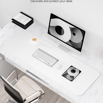 Niniubye Desk Pad, 48" x 17" PU Leather Non-Slip Desk Mat Large Mouse Pad for Desktop, Waterproof Laptop Computer Writing Mat for Office, Home, Work, Gaming, White