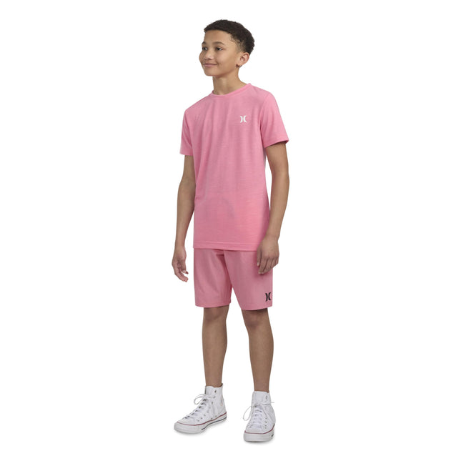 Hurley Shorts H20-dri para niño, con jareta, color Faded Coral, talla Mediana