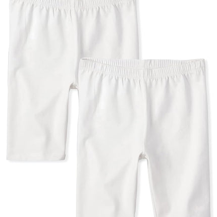 The Children's Place Short cycliste uni pour fille, Blanc, lot de 2, Grande taille