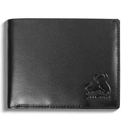 RFID Bifold Leather Wallet For Men with Flip Up ID in Vintage Buffalo Brown, With Coin Pocket - Nappa Black, Classic
