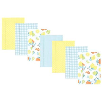 Hudson Baby Unisex Baby Flannel Burp Cloth 7pk, Citrus Mint, One Size