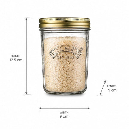 Kilner Wide Mouth Preserve Jar 0.35L (350ml) Glass Storage Jar with Vacuum Seal Lid Ideal for Preserving Whole Fruits Vegetables Pickles Jams