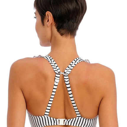 Freya Women's Jewel Cove High Apex Underwire Bikini Top with J Hook (7230), Stripe Black, 32E