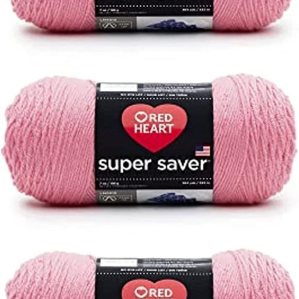 Red Heart Super Saver Pack of 3 - Perfect Pink - 7oz/198g - Acrylic - 4 Medium (Worsted) - 364 Yards - Knitting, Crocheting, Crafts & Amigurumi