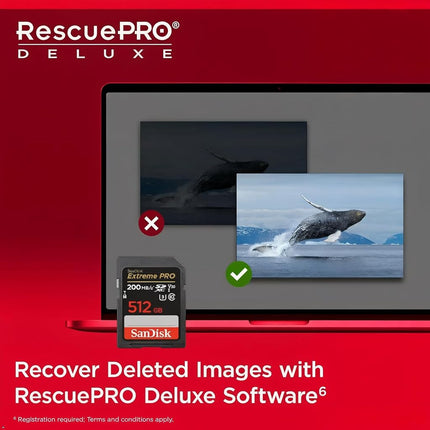 SANDISK Extreme PRO SDXC card 512GB (SD card up to 200 MB/s, V30 Memory Card, 4K UHD, SANDISK QuickFlow Technology, RescuePro Deluxe Data Recovery Software, UHS-I, Class 10, U3, V30)