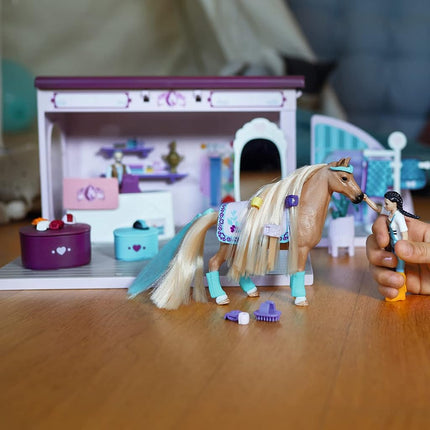 SCHLEICH HORSE CLUB 42587 Sofia's Beauties 25-Teilige Pop-Up Pferdesalon Boutique mit Pferd mit Mähne, Figuren und Zubehör zum Striegeln, Pferde Spielzeug ab 4 Jahren