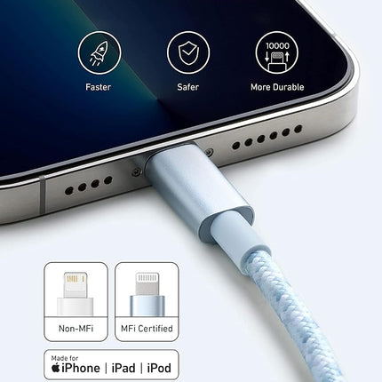 Anker 6ft Lightning Cable, 331 Cable, Premium Nylon USB-A to Lightning Cord, MFi Certified for iPhone Chargers, iPhone SE/Xs/XS Max/XR/X/8 Plus/7/6 Plus, iPad Pro Air 2, and More (Winter Blue)