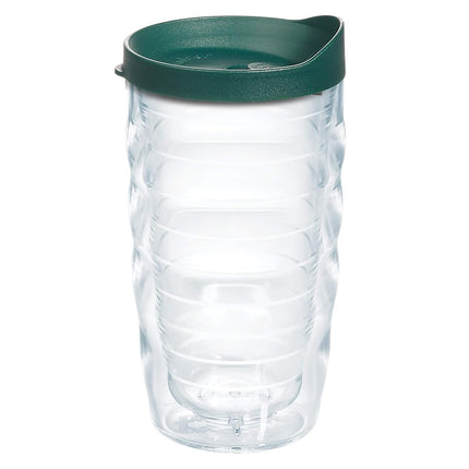 Tervis Clear & Colorful Lidded Made in USA Double Walled Insulated Tumbler Travel Cup Keeps Drinks Cold & Hot, 10oz Wavy, Hunter Green Lid