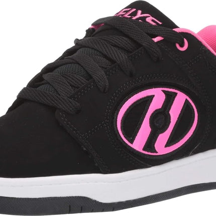 Heelys Girls' Voyager Tennis Shoe, Black/Pink, 2 M US Big Kid