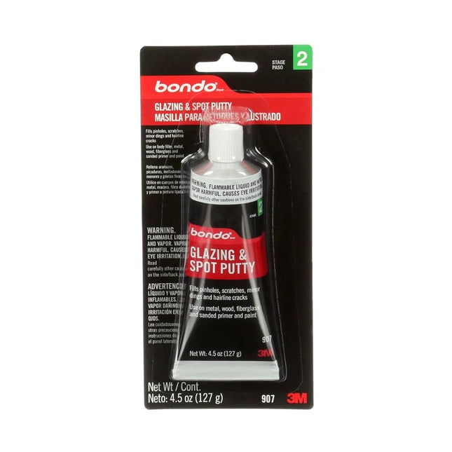 3M Bondo Glazing and Spot Putty, 4.5 oz, Fills Pinholes, Scratches, Minor Dings & Hairline Cracks, Can Be Used on Metal, Fiberglass, Wood and more, Fast Drying, Sandable in 30 Minutes (907C)