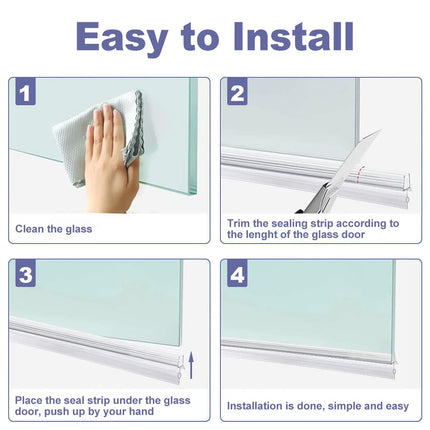 Cozylkx Frameless Shower Door Bottom Seal with Drip Rail for 3/8"(10mm) Glass, Length 27.5"/0.7m, Glass Door Sweep Stop Shower Leaking