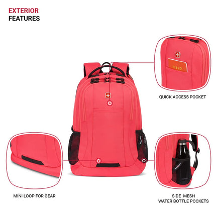 SWISSGEAR Cecil Laptop Backpack Fits up to 16-Inch Laptop, Daypack for Travel and Work, Teaberry, 18-Inch