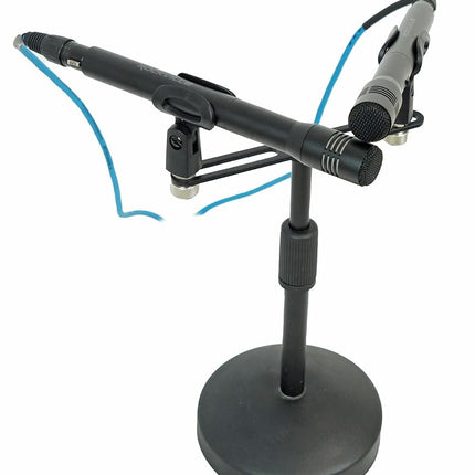 Rockville ACC-DM Dual Microphone Stand Adapter Bar, XY, Durable Steel, 5/8 & 3/8 Adapters, Adjustable Positioning, Perfect for Stereo Recording